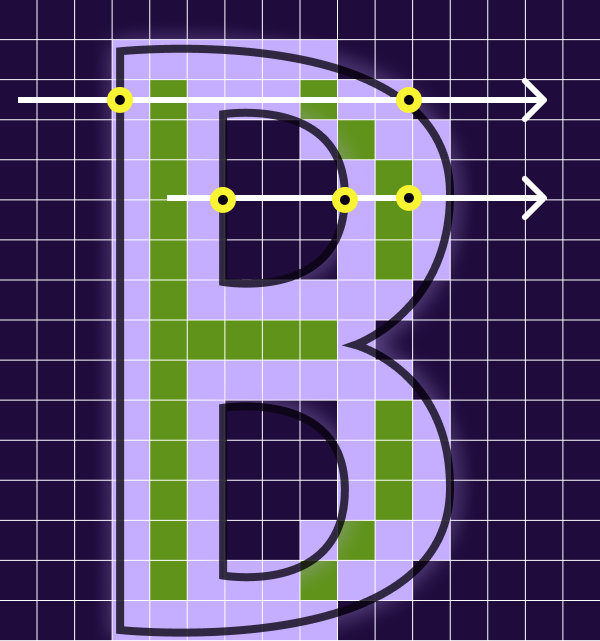 2 and 3 intersections with the letter